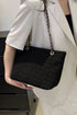 'Yara' Polyester Texture Chain Tote Bag - Celes Fashion